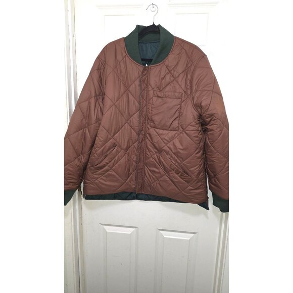 NWT Robert Graham Men's Reversible Quilted Jacket Green/Brown Full-Zip Closure S - Picture 3 of 11